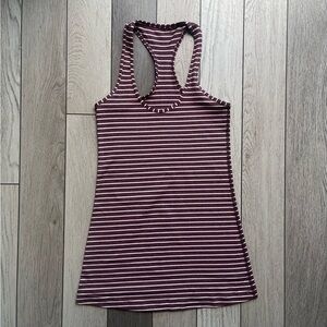 Lululemon Striped Racerback Tank Top - Maroon and White